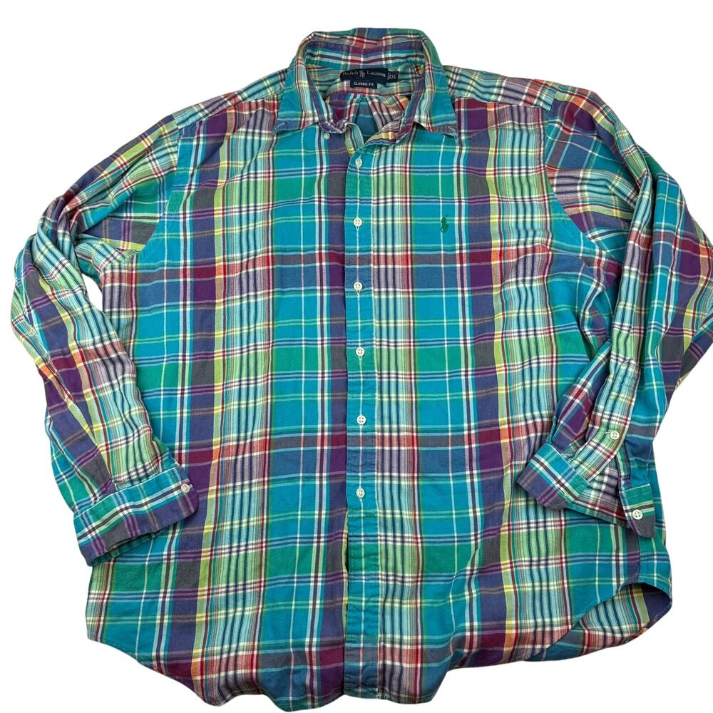 Ralph Lauren Classic Fit Plaid Button Down Shirt XL